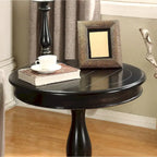 Round Wood Pedestal End Table with Scrolled Legs