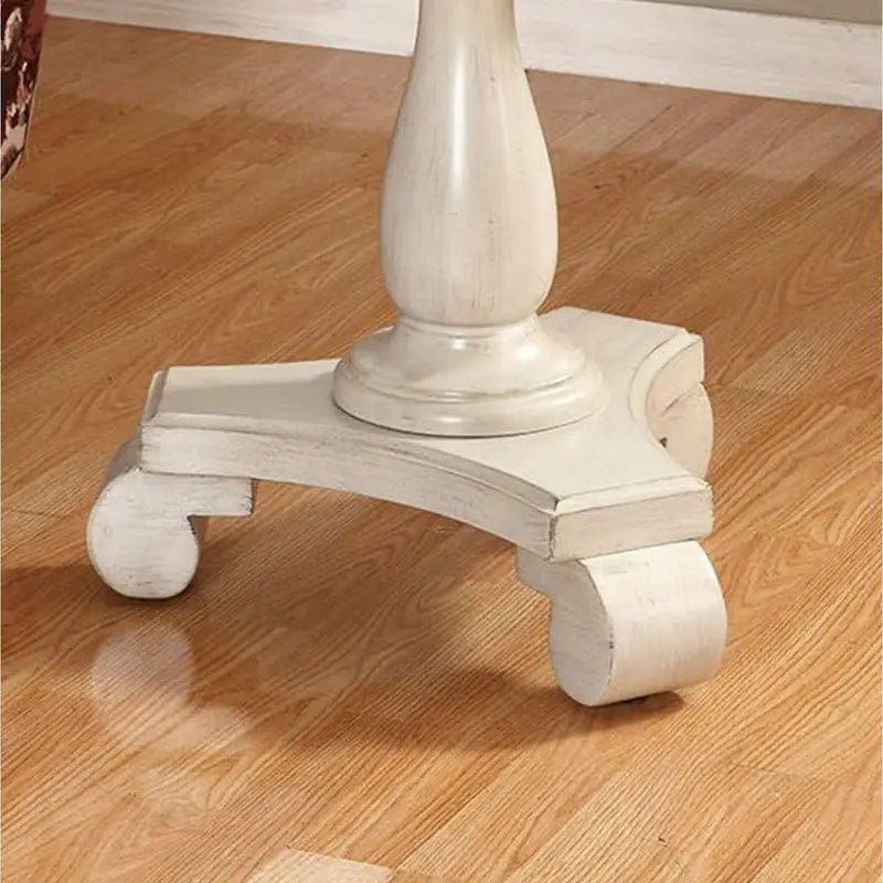Round Wood Pedestal End Table with Scrolled Legs