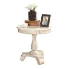 Round Wood Pedestal End Table with Scrolled Legs