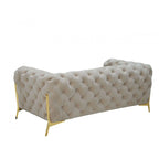 74 Beige And Gold Velvet Chesterfield Loveseat
