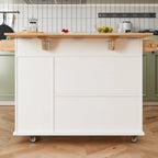 44 W Kitchen Island Cart With Storage, Rolling Side Table On Wheels With Drop Leaf, Wine Rack, Spice Rack, Glass Holder