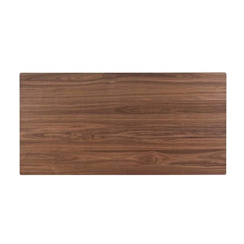 Dining Table, 71 Inch, Retro Angled Legs, Brown Solid Rubberwood