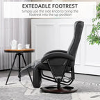 Modern Lounge Chair PU Leather Swivel Recliner Chair Padded Armchair with Footrest and Adjustable Backrest