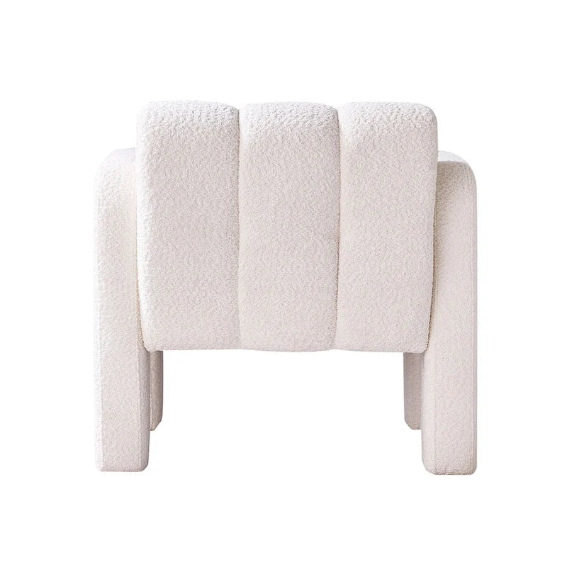 Upholstered Accent Chair 31.10 Wide Boucle Modern Accent Chair Side Chair Comfy Wide Armchair For Bedroom, Living Room