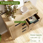 Fluted 5 Drawer Dresser for Bedroom Hallway Entryway