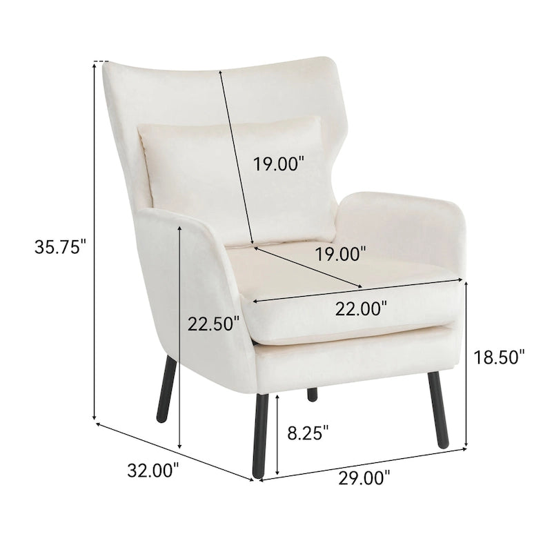 32 Wing Back Velvet Accent Chair