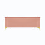 82 Velvet 3 Seater Chesterfield Sofa Couch with Gold Metal Legs, High Rebound Sponge and Removable Cushions