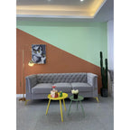 82 Velvet 3 Seater Chesterfield Sofa Couch with Gold Metal Legs, High Rebound Sponge and Removable Cushions