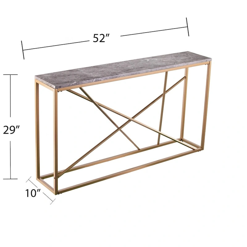 Faux Marble Skinny Console Table