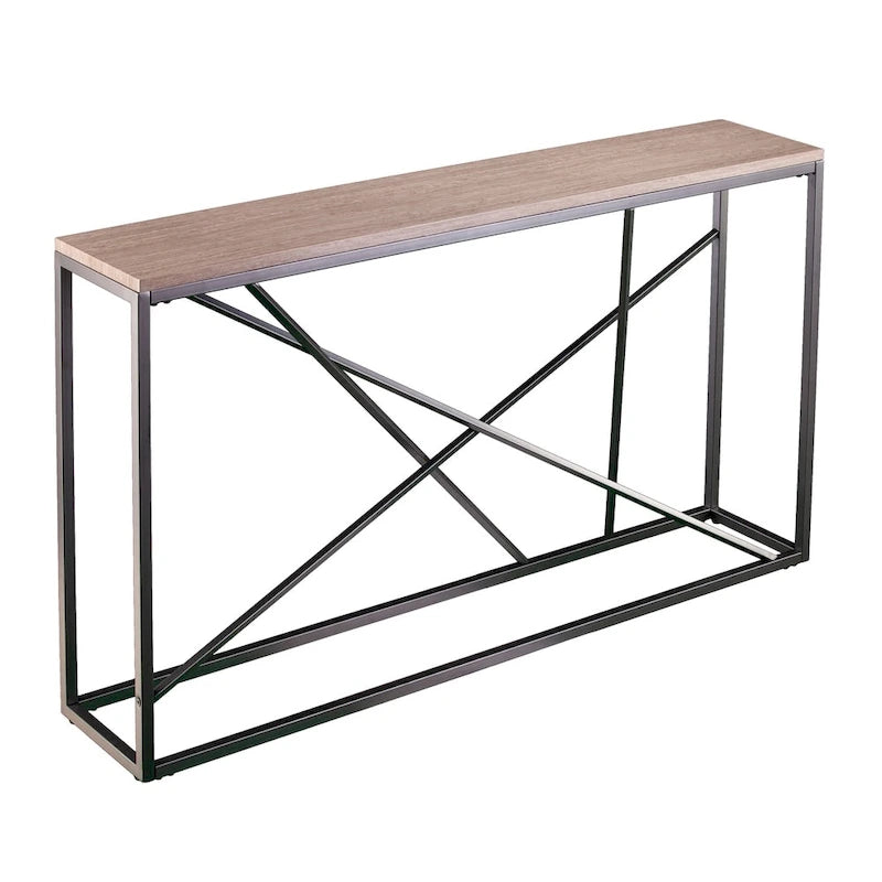 Faux Marble Skinny Console Table