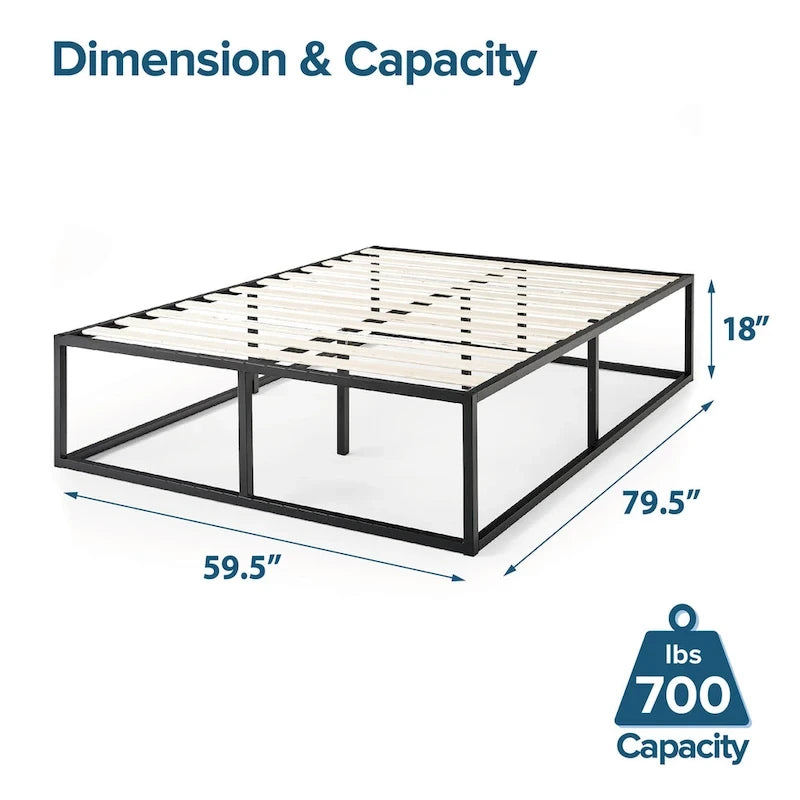 Black Metal Platforma Bed Frame