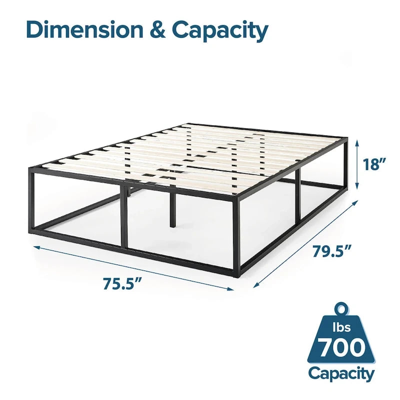 Black Metal Platforma Bed Frame