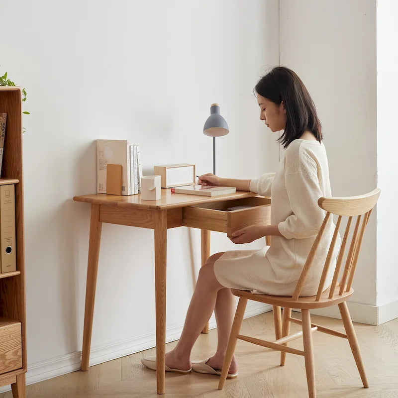 Solid Wood Study Desk with Drawer