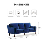Sofa Couches Velvet 3-Seater Sofa with 5.9 Upholstered Cushion for Living Room/Apartment/Office