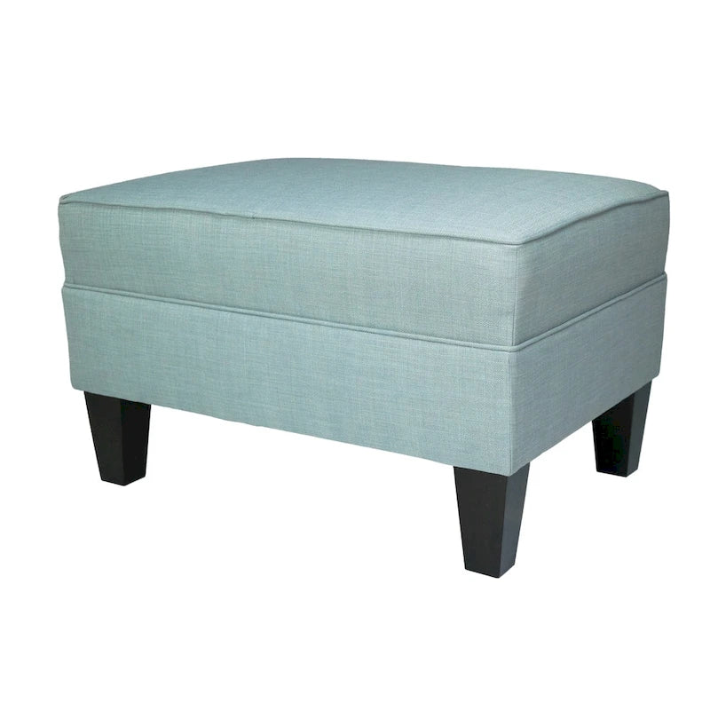 Squared Fabric Upholstered Welted Ottoman