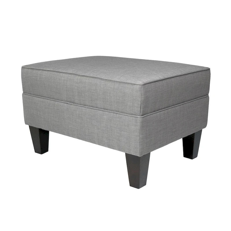 Squared Fabric Upholstered Welted Ottoman