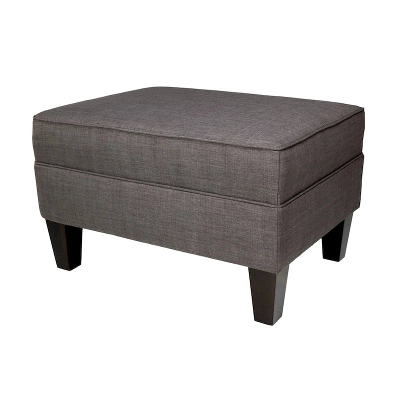 Squared Fabric Upholstered Welted Ottoman