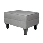 Squared Fabric Upholstered Welted Ottoman