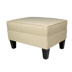 Squared Fabric Upholstered Welted Ottoman