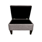 Squared Fabric Upholstered Welted Ottoman