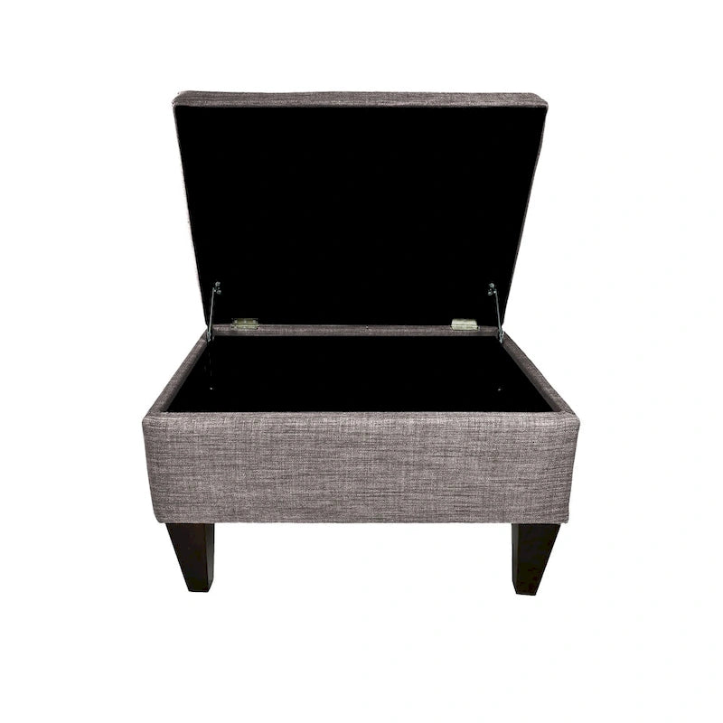 Squared Fabric Upholstered Welted Ottoman