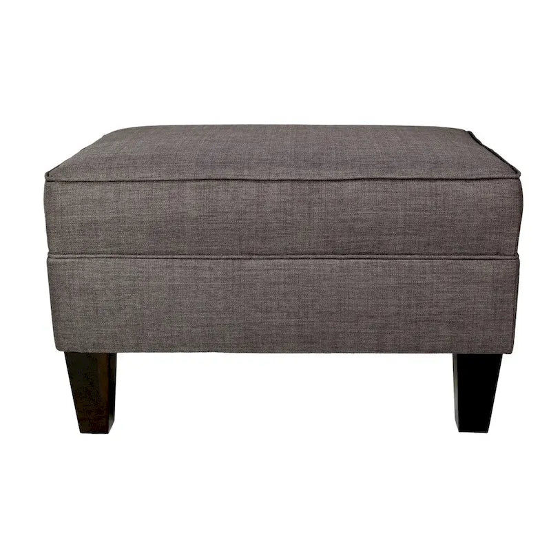 Squared Fabric Upholstered Welted Ottoman