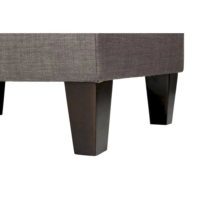 Squared Fabric Upholstered Welted Ottoman