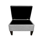 Squared Fabric Upholstered Welted Ottoman