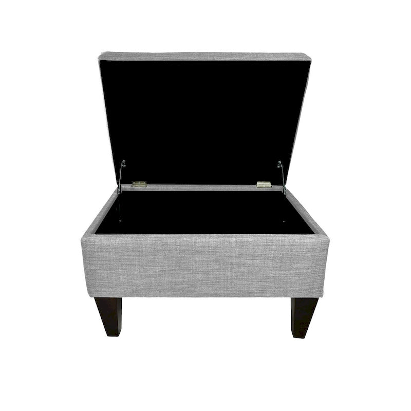 Squared Fabric Upholstered Welted Ottoman