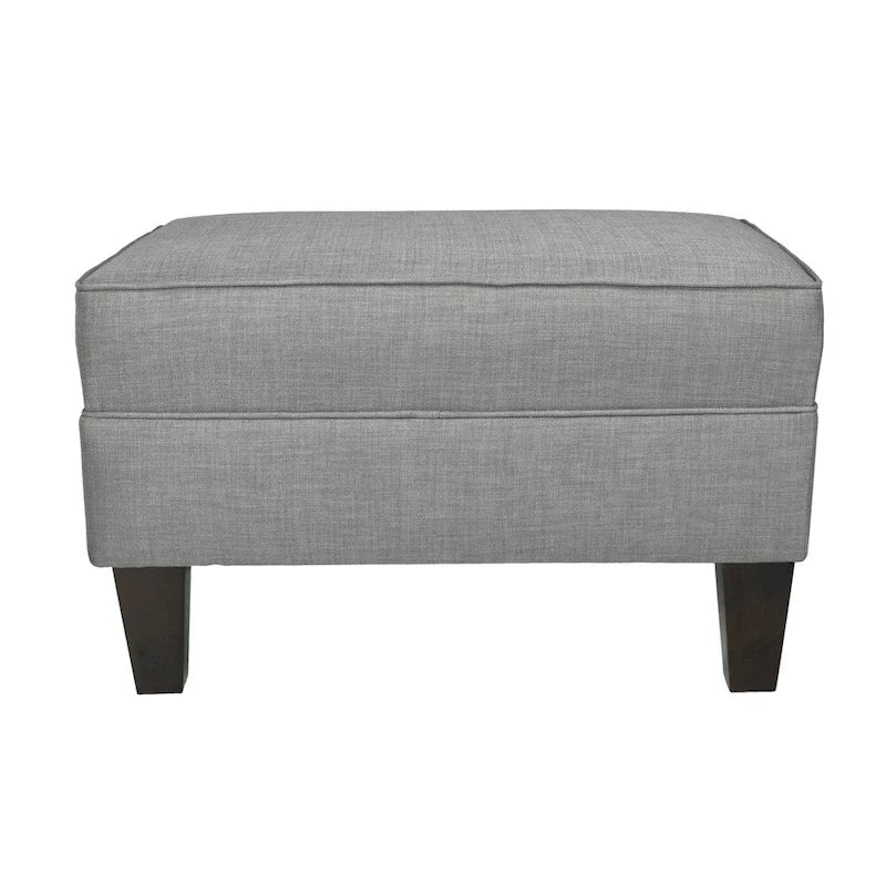 Squared Fabric Upholstered Welted Ottoman