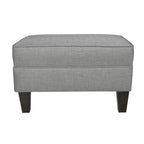 Squared Fabric Upholstered Welted Ottoman