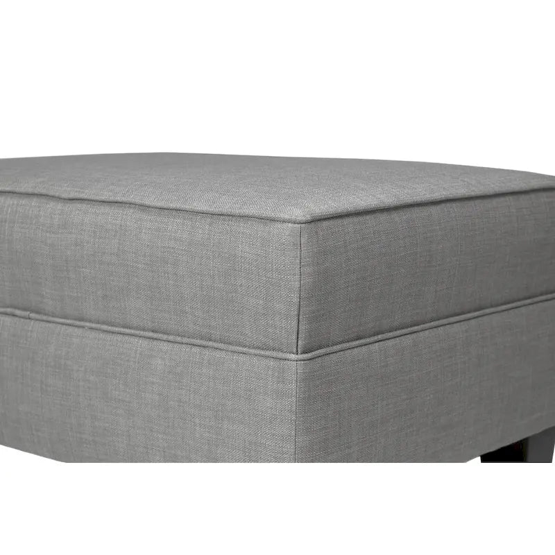 Squared Fabric Upholstered Welted Ottoman