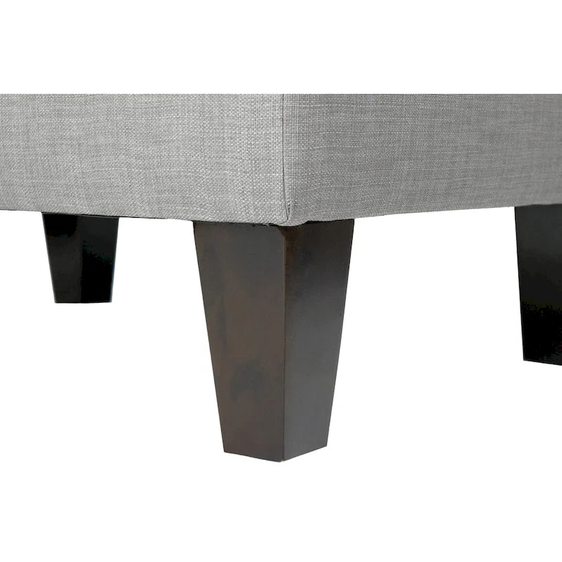 Squared Fabric Upholstered Welted Ottoman
