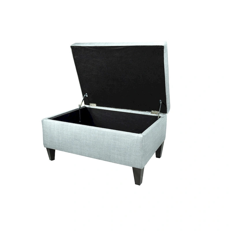 Squared Fabric Upholstered Welted Ottoman