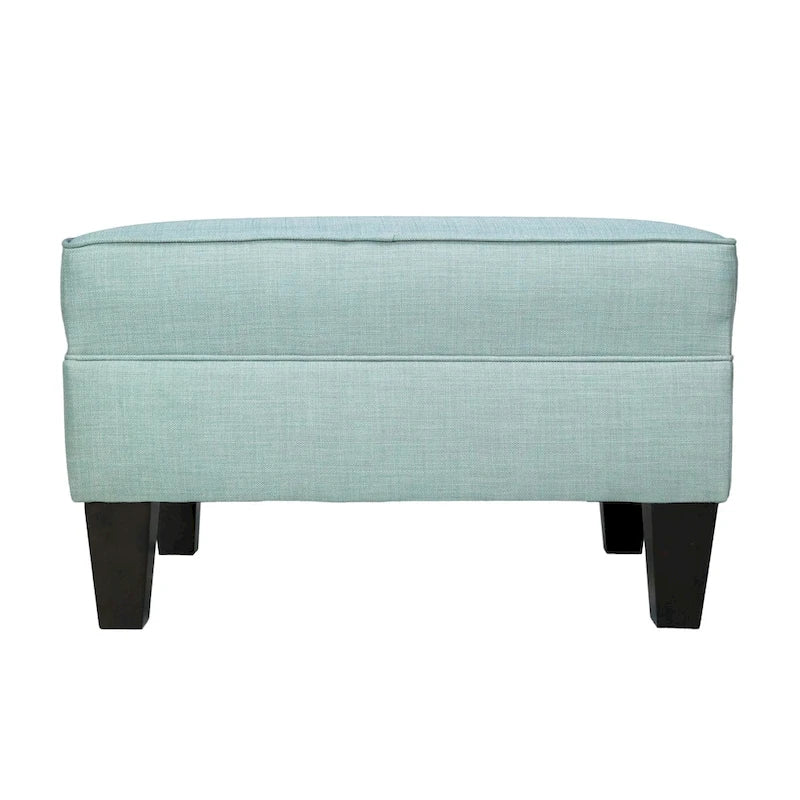 Squared Fabric Upholstered Welted Ottoman
