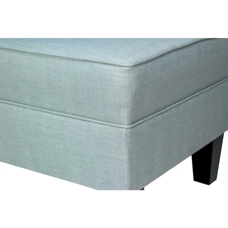 Squared Fabric Upholstered Welted Ottoman