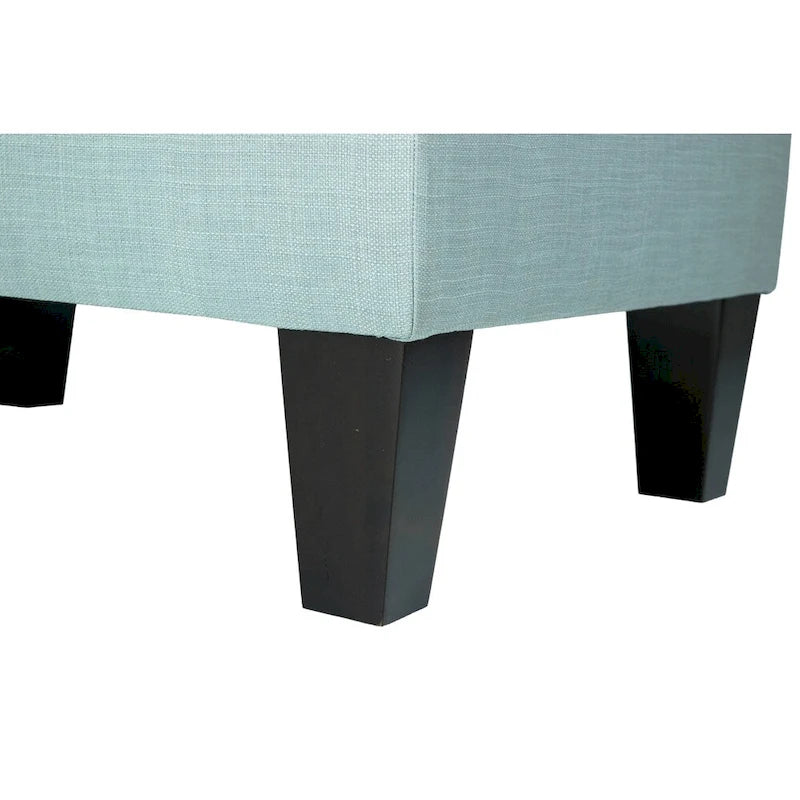 Squared Fabric Upholstered Welted Ottoman