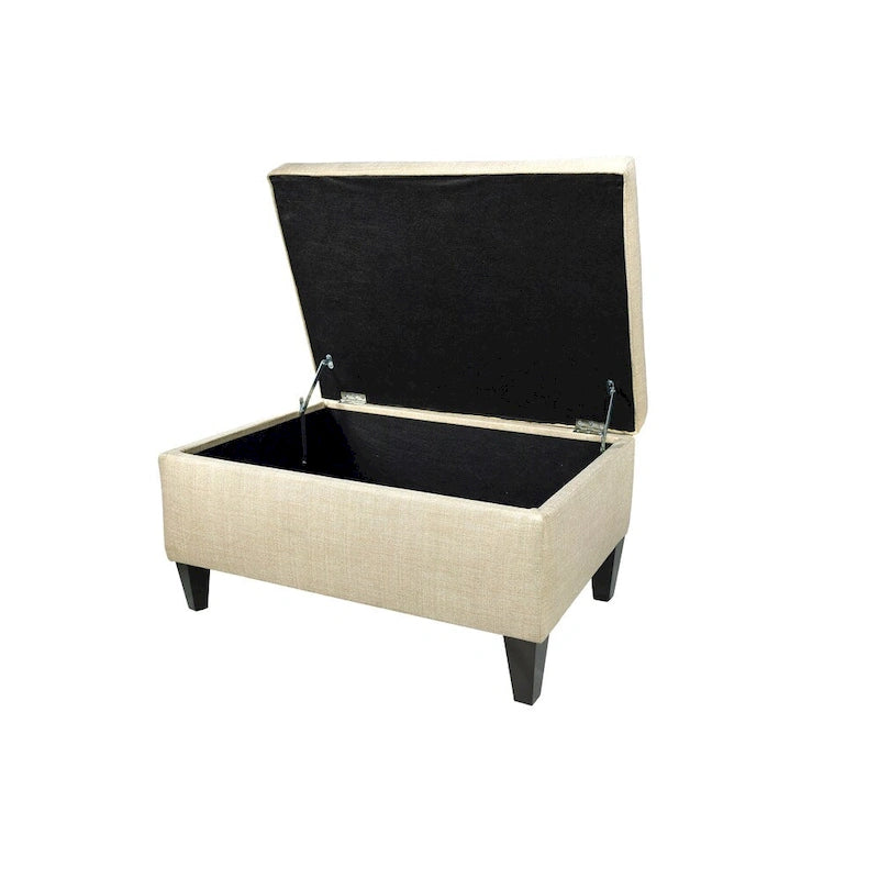 Squared Fabric Upholstered Welted Ottoman