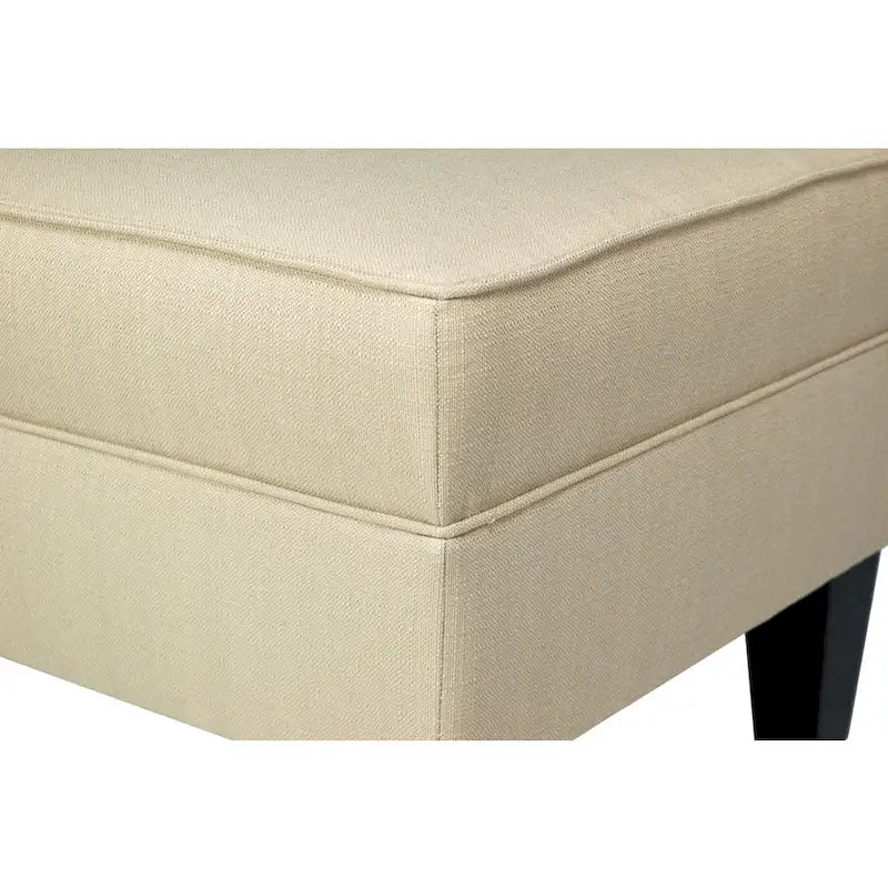 Squared Fabric Upholstered Welted Ottoman