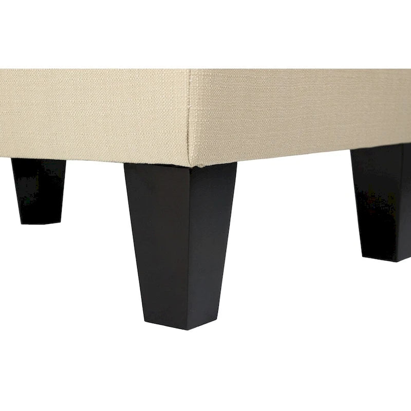 Squared Fabric Upholstered Welted Ottoman