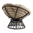 Papasan Chair with Cream Round Pillow Cushion and Brown Wicker Weave