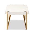 Glam Brushed Gold Metal and White Finished Wood Coffee Table
