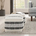 Boho Square Pouf in White, Beige, Black Polystyrene Filling