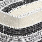 Boho Square Pouf in White, Beige, Black Polystyrene Filling