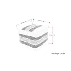 Boho Square Pouf in White, Beige, Black Polystyrene Filling
