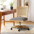Modern Rattan Back Task Chair with Solid Wood Legs