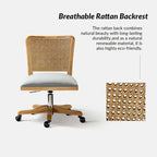Modern Rattan Back Task Chair with Solid Wood Legs