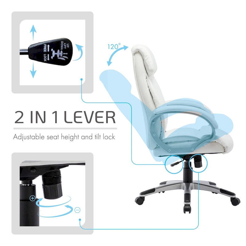 Executive Office Chair, PU Leather, Roller Wheels