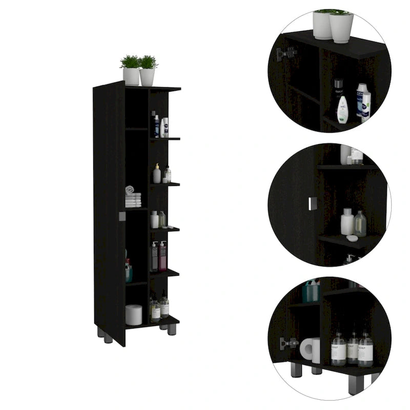 Mirror Linen Cabinet with 4Interior Shelves and 5 External Shelves
