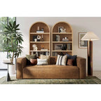 Modern Brown Blended Leather Sofa - 89.8W x 38.2D x 27.2H